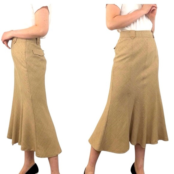 Worthington Classic Tweed Camel Tan Godet Midi Skirt NWT Size 6 Career - Picture 1 of 16